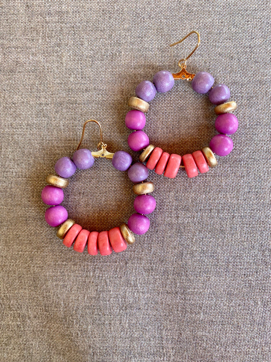 Purple + Coral Earrings