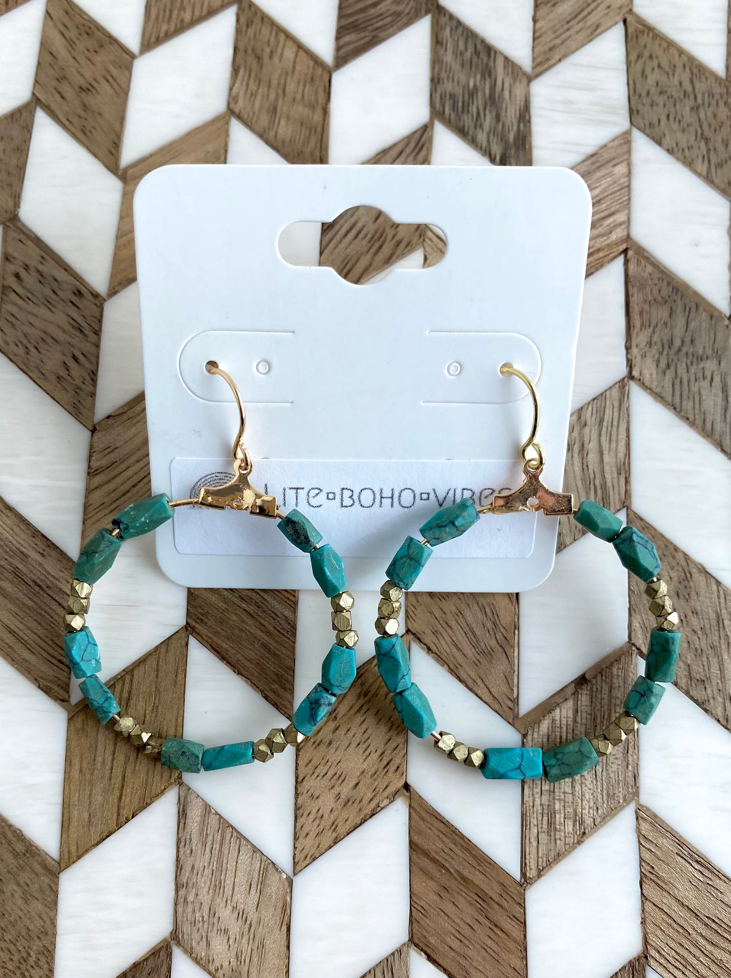 Turquoise Brass Earrings