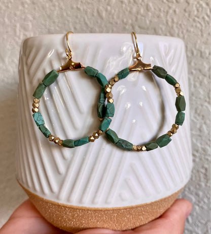 Turquoise Brass Earrings